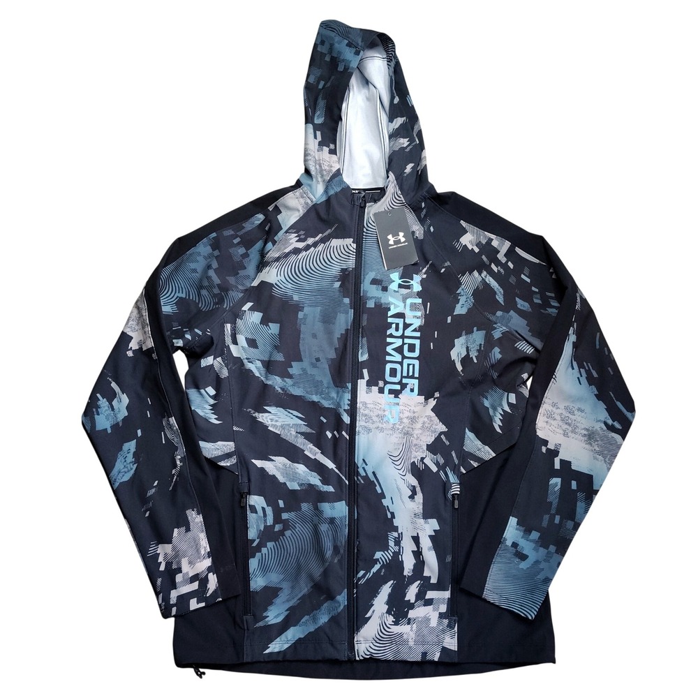 Under Armour OutRun the STORM Jacket II Mens Medium Blue Black Camo NWT